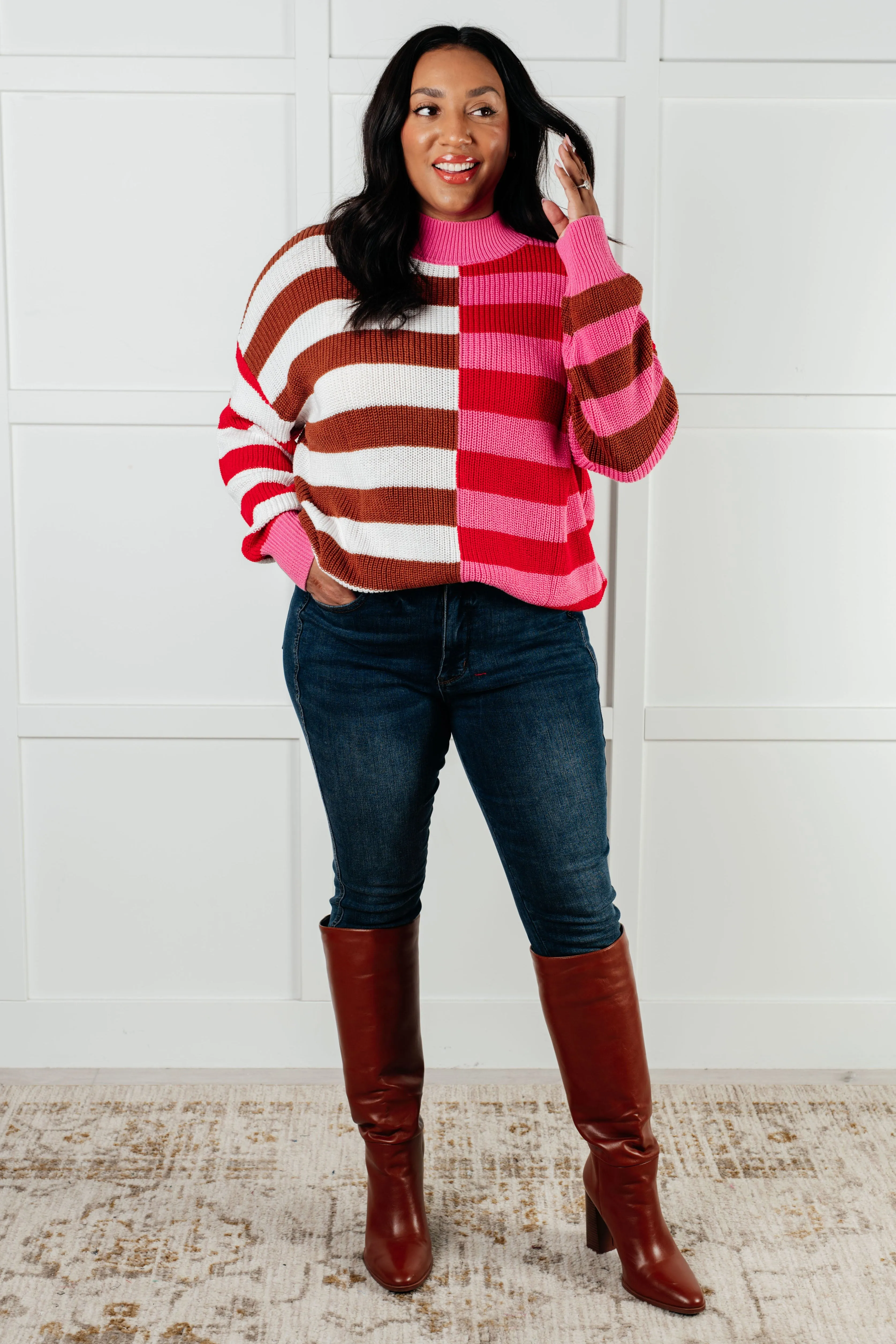 In Your Lane Color Blocked Stripe Sweater sold by Charming Charlie product image thumbnail 5