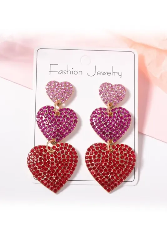 Be Mine Heart Rhinestone Dangle Earrings sold by Charming Charlie