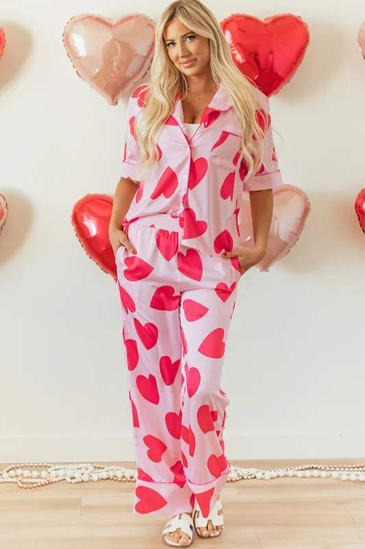 Pink Classic Heart Valentines Pajamas Set sold by Charming Charlie
