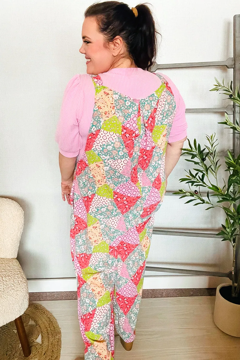 Stand Out Multicolor Boho Patchwork Wide Leg Overall Jumpsuit sold by Charming Charlie product image thumbnail 4