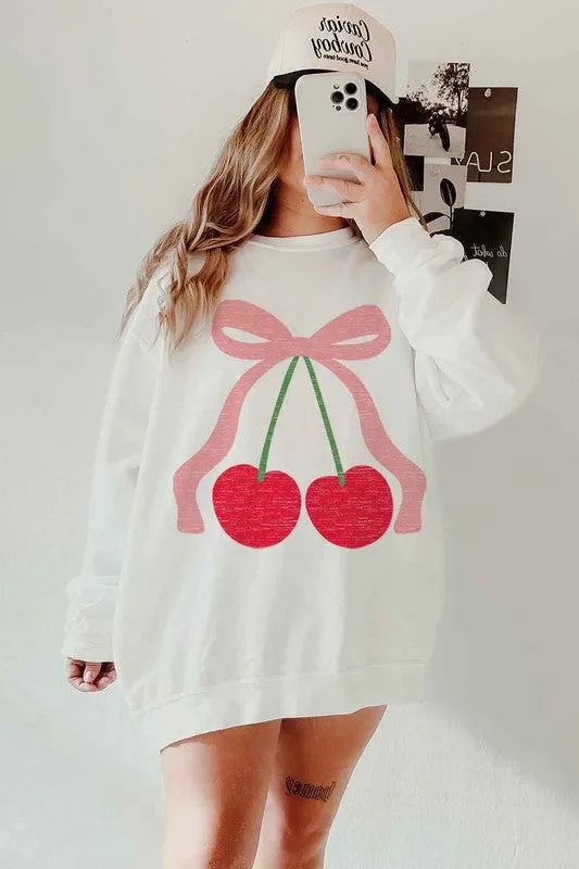 CHERRY BOW RIBBON OVERSIZED SWEATSHIRT sold by Charming Charlie product image thumbnail 2