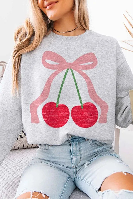 CHERRY BOW RIBBON OVERSIZED SWEATSHIRT sold by Charming Charlie
