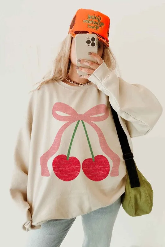 CHERRY BOW RIBBON OVERSIZED SWEATSHIRT sold by Charming Charlie product image thumbnail 3