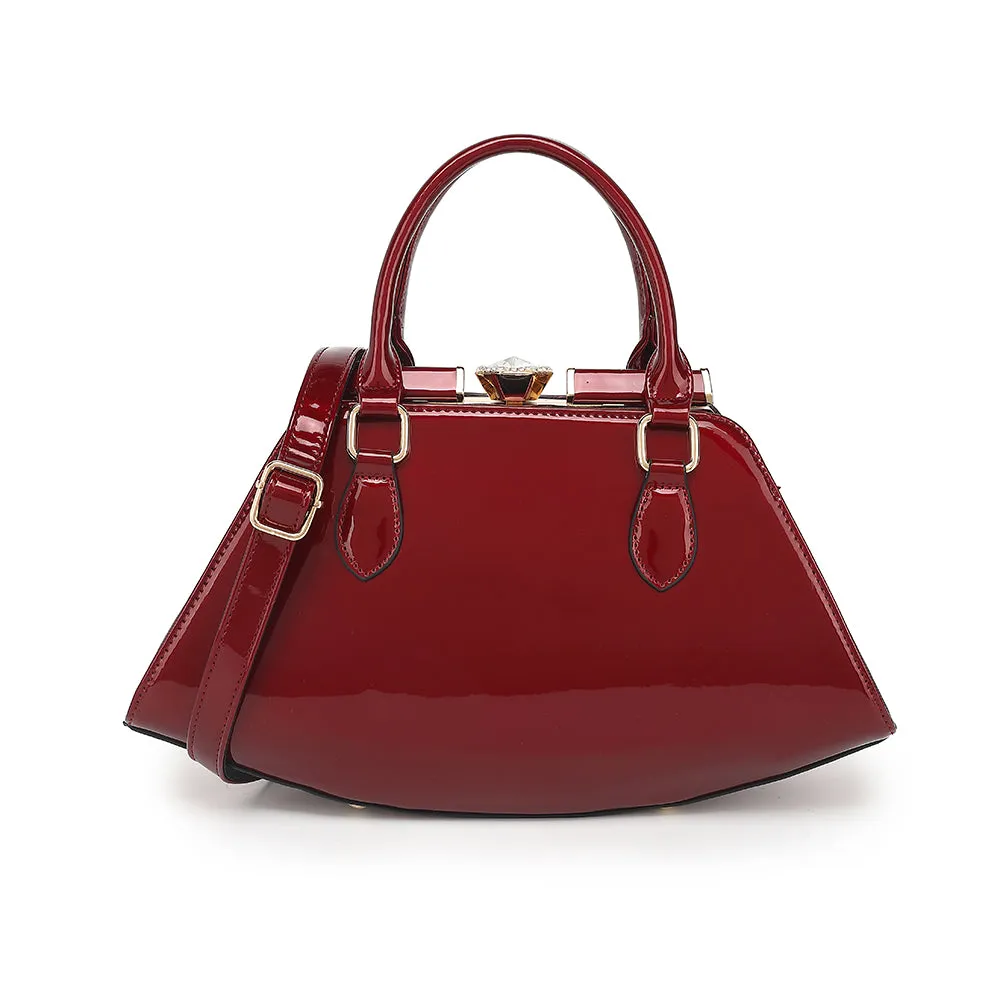 Patent Leather Frame Satchel sold by Charming Charlie product image thumbnail 4