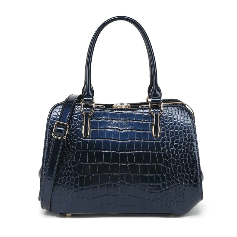 Croco Patent Leather Frame Satchel made by Charming Charlie