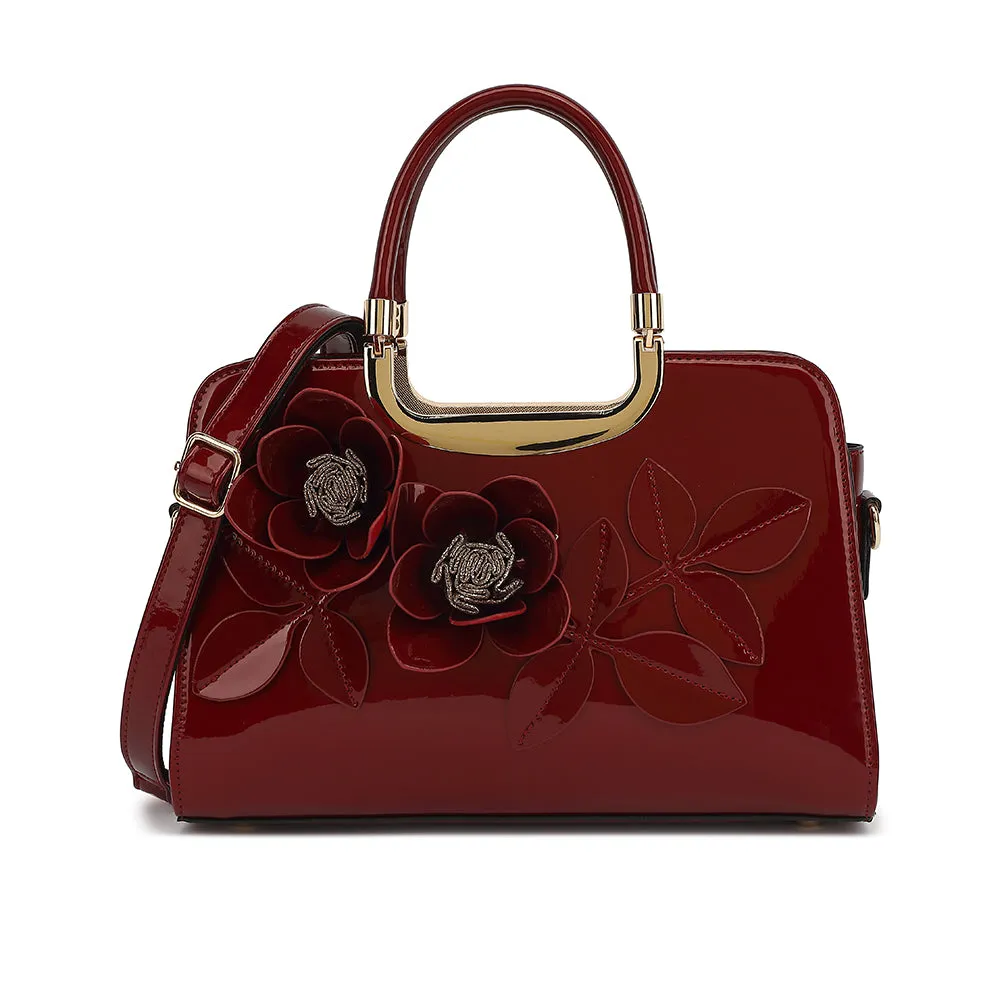 Flower Patent Leather Frame Satchel sold by Charming Charlie product image thumbnail 4