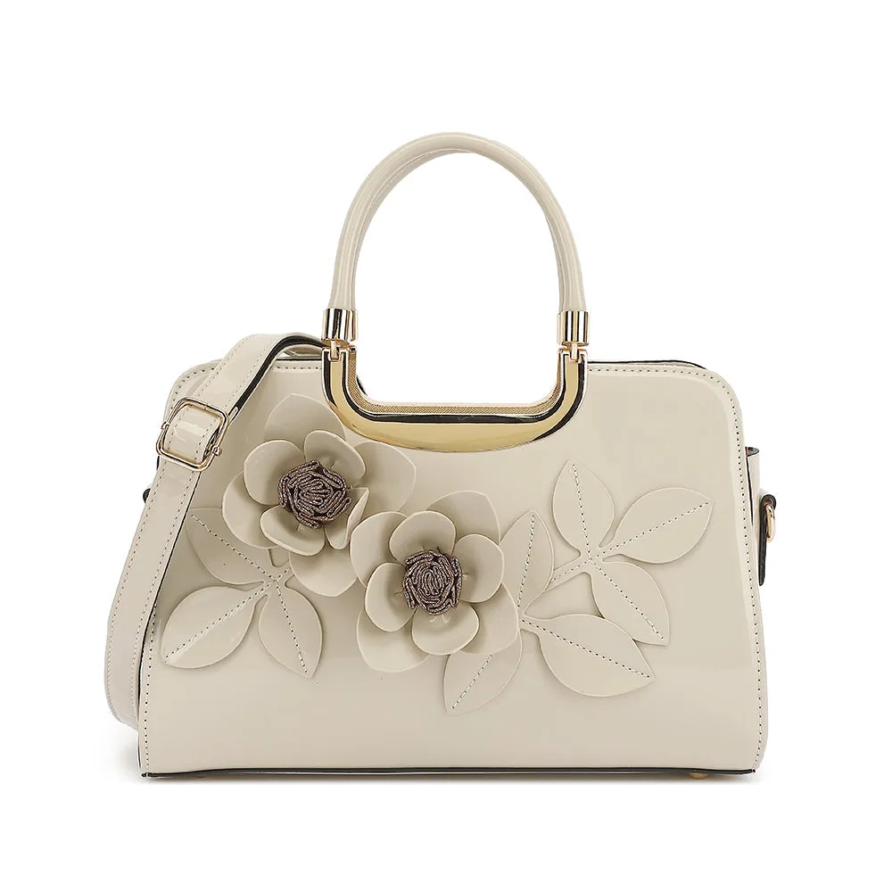 Flower Patent Leather Frame Satchel sold by Charming Charlie