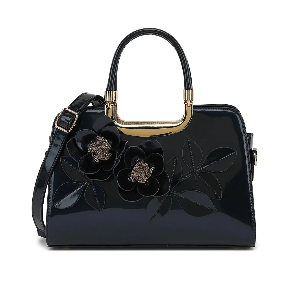 Flower Patent Leather Frame Satchel sold by Charming Charlie product image thumbnail 5