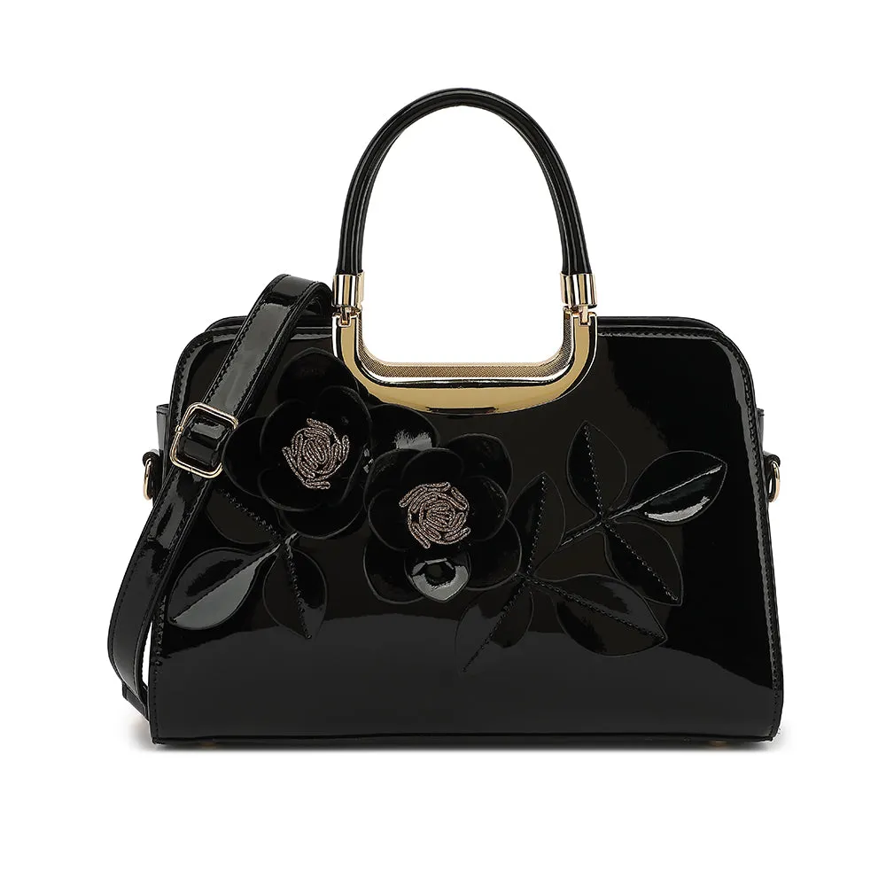 Flower Patent Leather Frame Satchel sold by Charming Charlie product image thumbnail 2