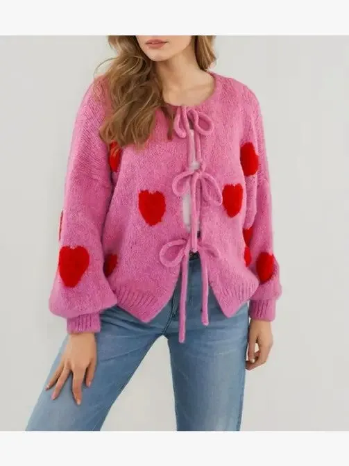 Front tie heart cardigan sold by Charming Charlie product image thumbnail 3