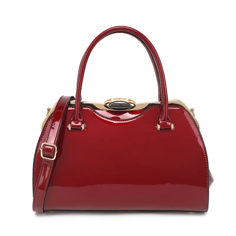 Patent Leather Frame Satchel sold by Charming Charlie
