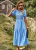 Smocked textured midi dress sold by Charming Charlie