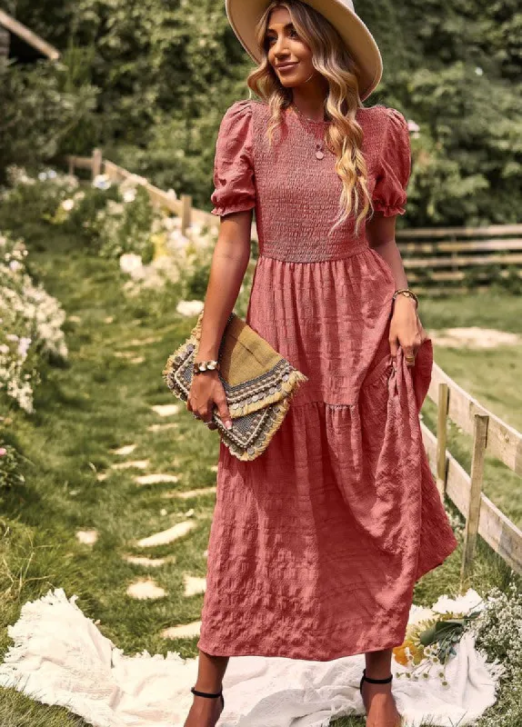 Smocked textured midi dress sold by Charming Charlie