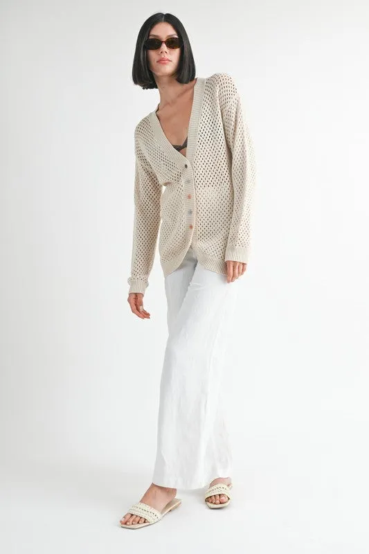 BUTTON UP CROCHET CARDIGAN sold by Charming Charlie product image thumbnail 2