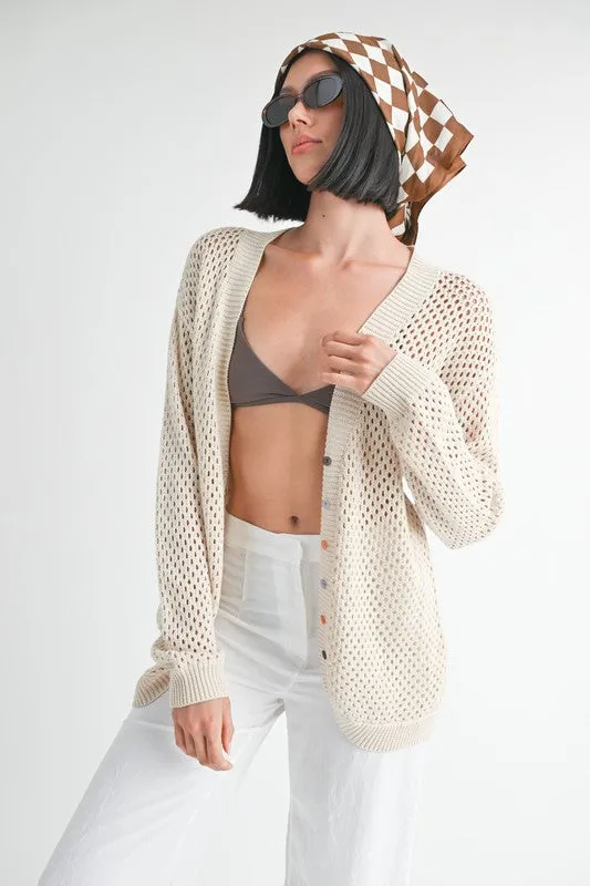 BUTTON UP CROCHET CARDIGAN sold by Charming Charlie product image thumbnail 5