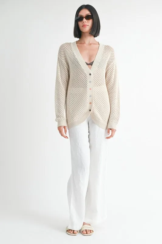 BUTTON UP CROCHET CARDIGAN sold by Charming Charlie product image thumbnail 4