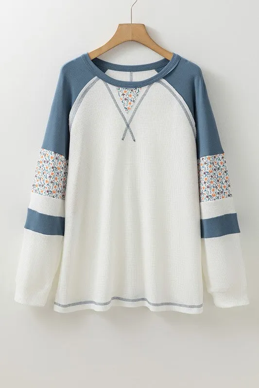 Floral Patchwork Waffle Knit Raglan Sweatshirts sold by Charming Charlie product image thumbnail 5