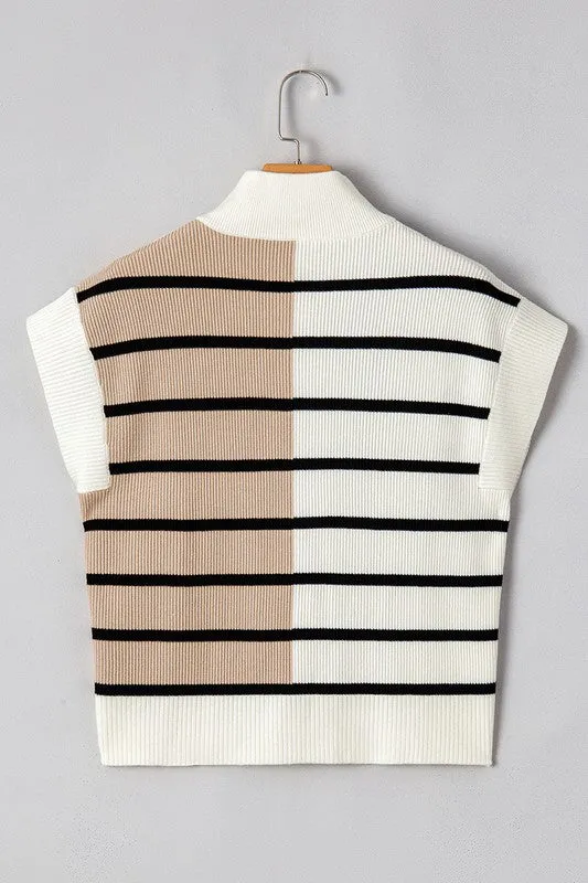 Stripe Colorblock Quarter Zip Collar Sweater Vest sold by Charming Charlie product image thumbnail 4
