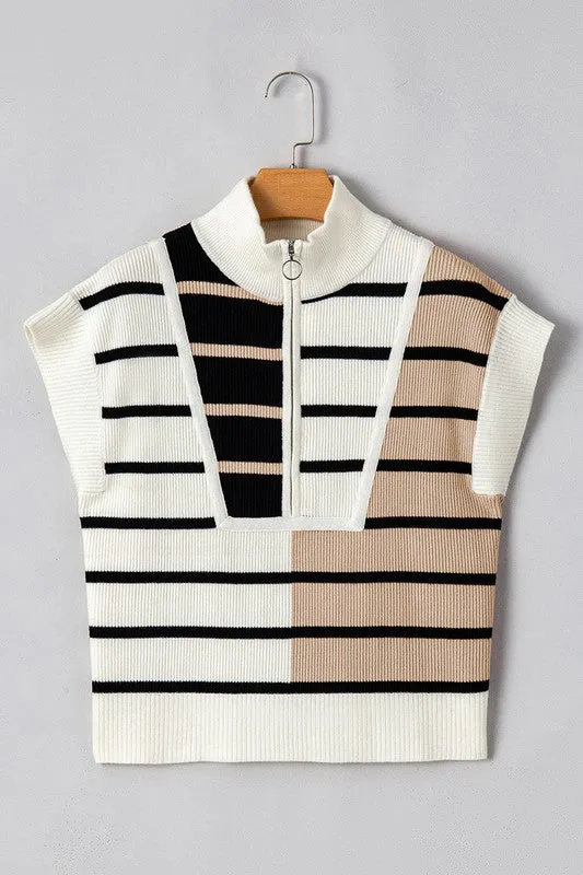 Stripe Colorblock Quarter Zip Collar Sweater Vest sold by Charming Charlie product image thumbnail 5