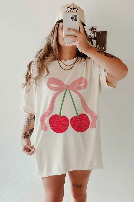 CHERRY BOW RIBBON OVERSIZED GRAPHIC TEE sold by Charming Charlie product image thumbnail 4