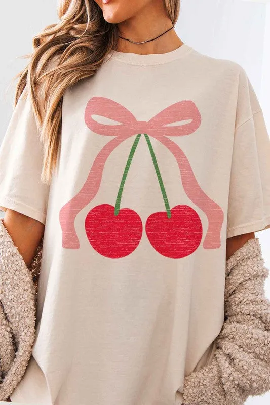 CHERRY BOW RIBBON OVERSIZED GRAPHIC TEE sold by Charming Charlie product image thumbnail 2