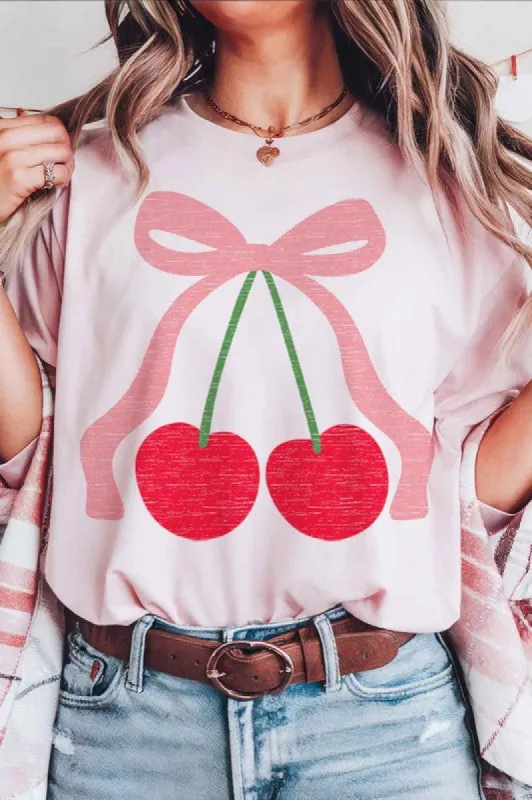 CHERRY BOW RIBBON OVERSIZED GRAPHIC TEE sold by Charming Charlie