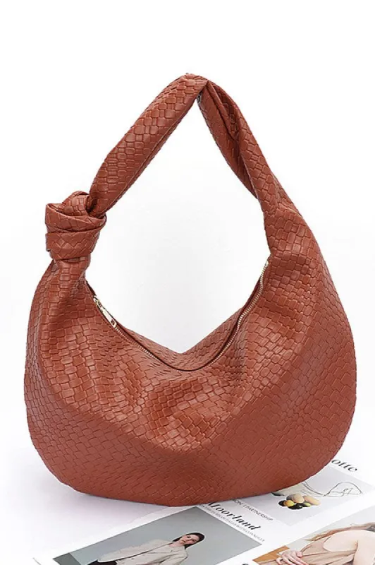 Knotted Handle Embossed Faux Leather Shoulder Bag sold by Charming Charlie