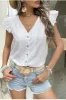 Button down ruffle blouse sold by Charming Charlie