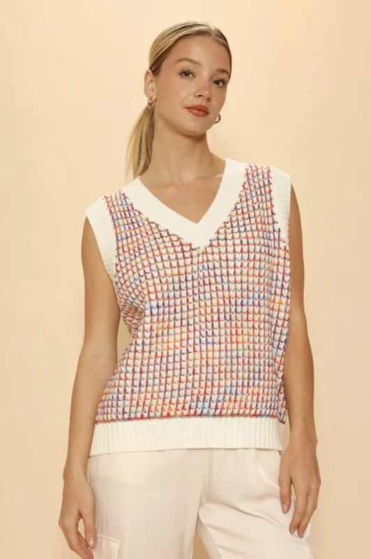 Multicolor knit vest sold by Charming Charlie