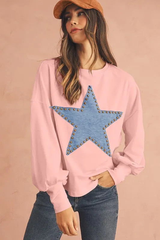 Studded Star Graphic Oversized Top sold by Charming Charlie