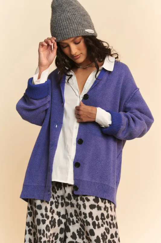 Davi & Dani Shawl Collar Ribbed Detail Button Up Cardigan sold by Charming Charlie