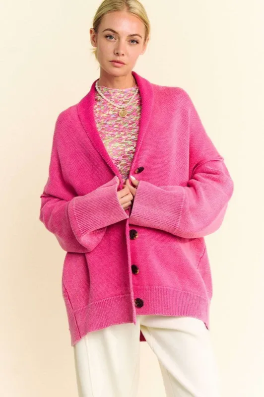Davi & Dani Shawl Collar Ribbed Detail Button Up Cardigan sold by Charming Charlie