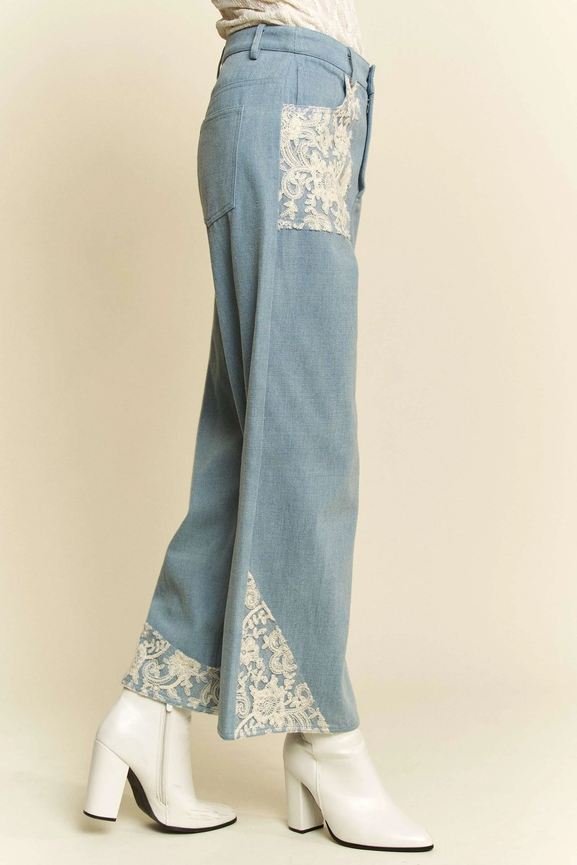 Davi & Dani Lace Applique Wide Leg Jeans sold by Charming Charlie product image thumbnail 2
