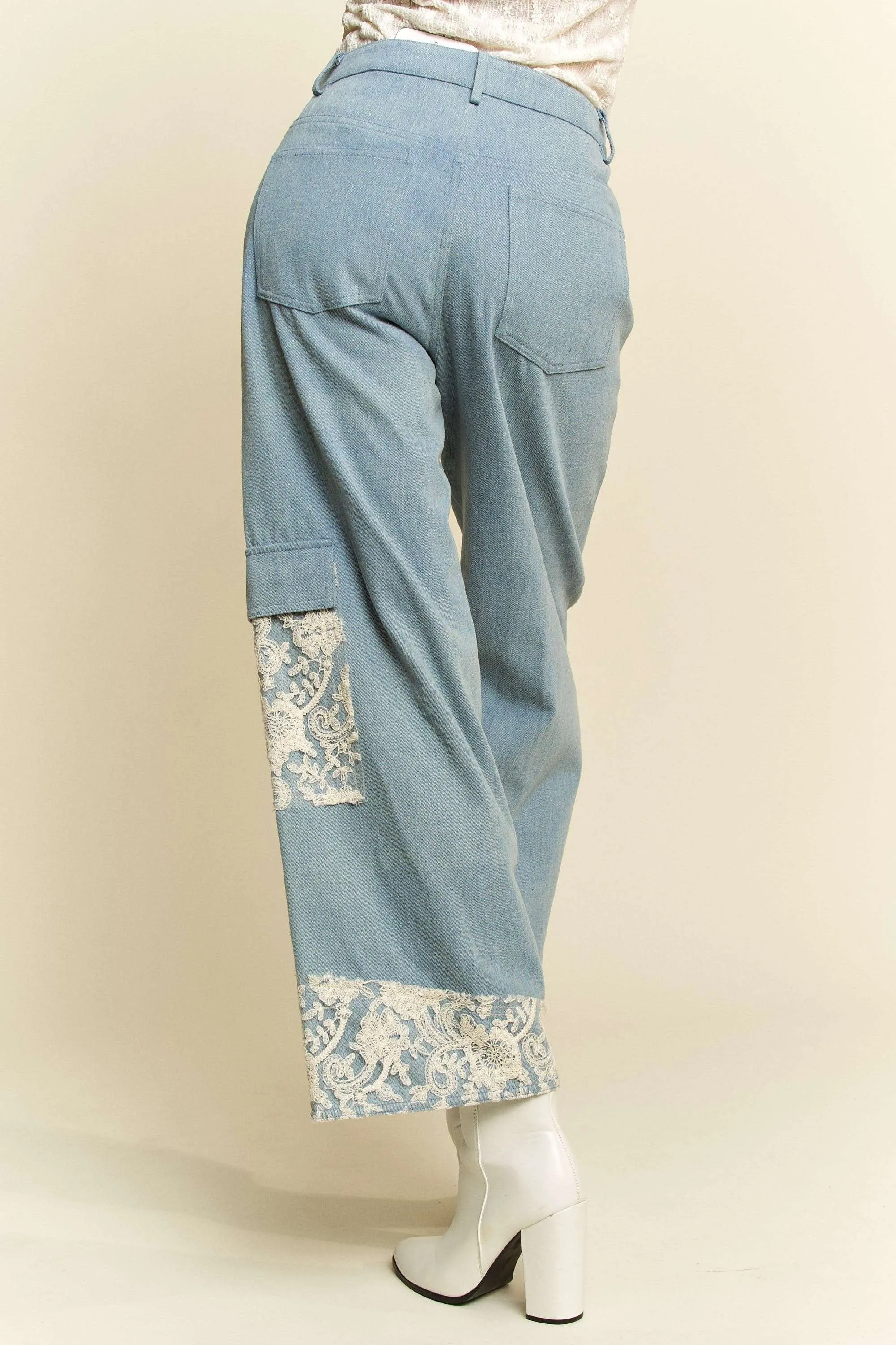 Davi & Dani Lace Applique Wide Leg Jeans sold by Charming Charlie product image thumbnail 3