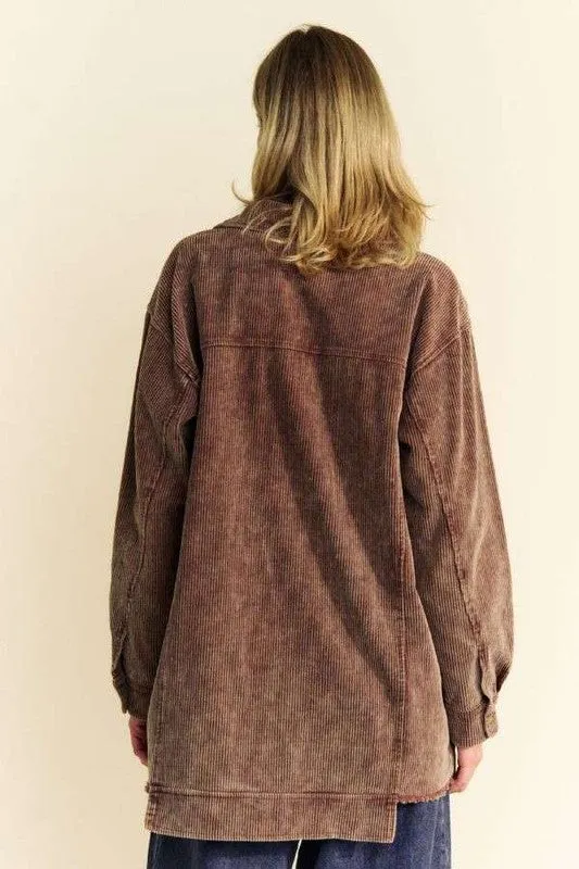Davi & Dani Washed Corduroy Raw Hem Button Up Jacket sold by Charming Charlie product image thumbnail 2