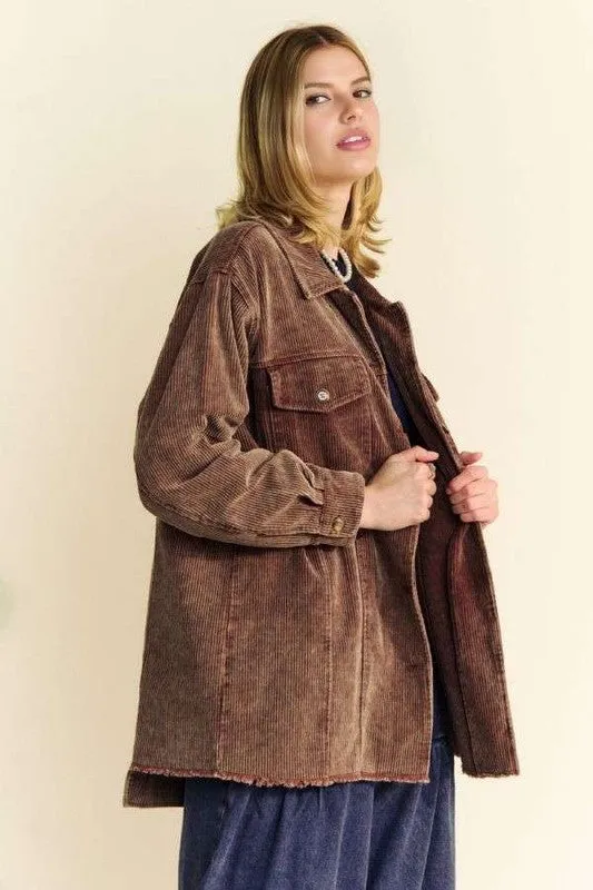 Davi & Dani Washed Corduroy Raw Hem Button Up Jacket sold by Charming Charlie product image thumbnail 3