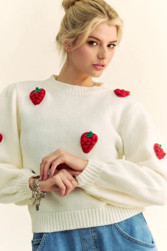 Davi & Dani Crochet Strawberry Round Neck Sweater sold by Charming Charlie product image thumbnail 5