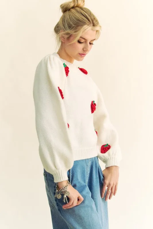 Davi & Dani Crochet Strawberry Round Neck Sweater sold by Charming Charlie product image thumbnail 3