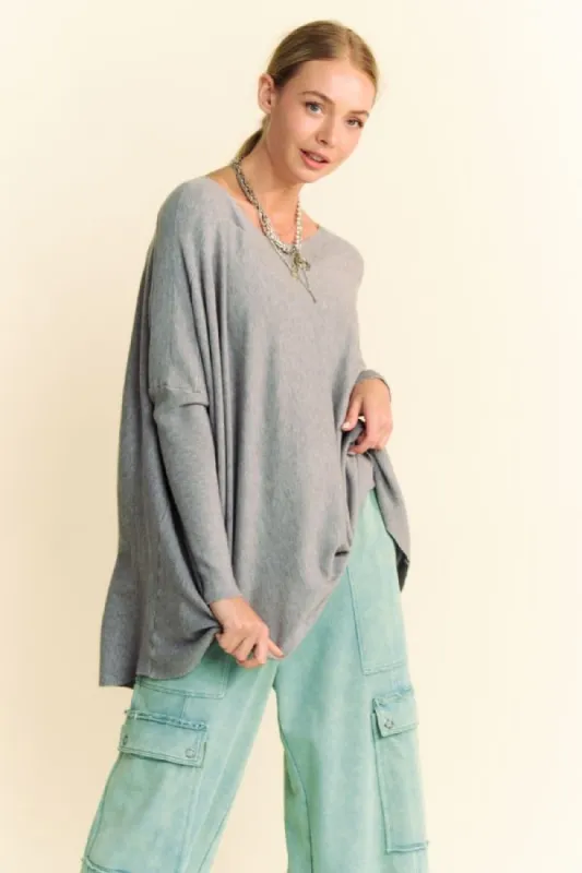 Davi & Dani Round Neck Dropped Shoulder Long Sleeve Knit Top sold by Charming Charlie