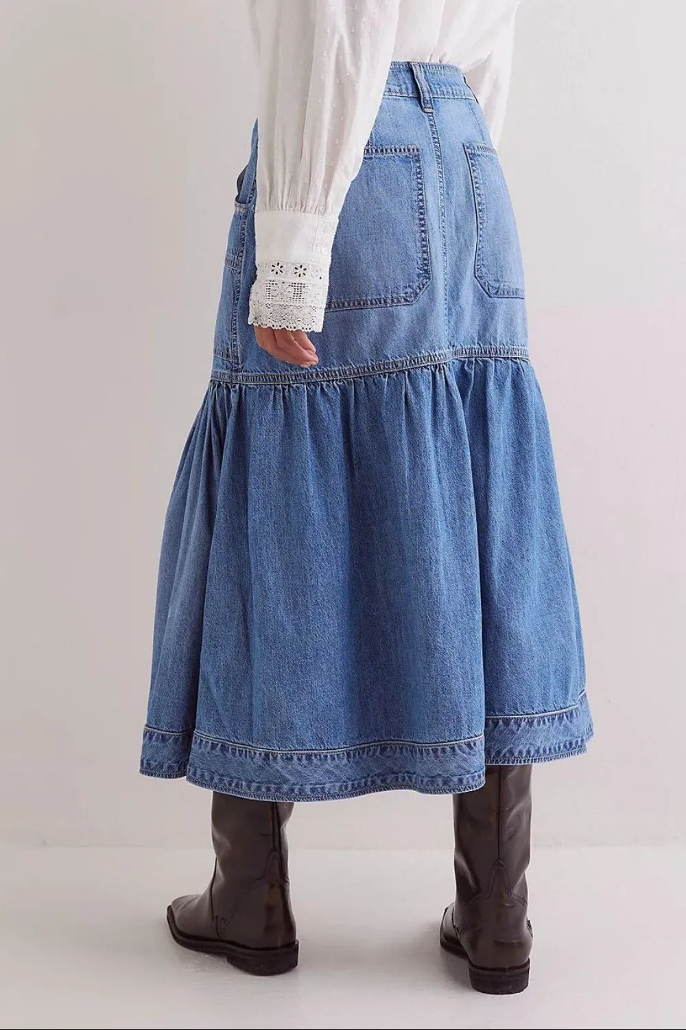 Midi Denim Skirt with Pockets sold by Charming Charlie product image thumbnail 2
