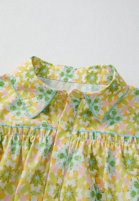 Frill Printed Collared Neck Long Sleeve Blouse sold by Charming Charlie product image thumbnail 5