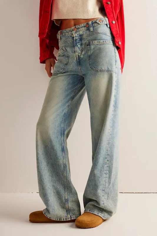 Washed Wide Leg Jeans with Pockets sold by Charming Charlie