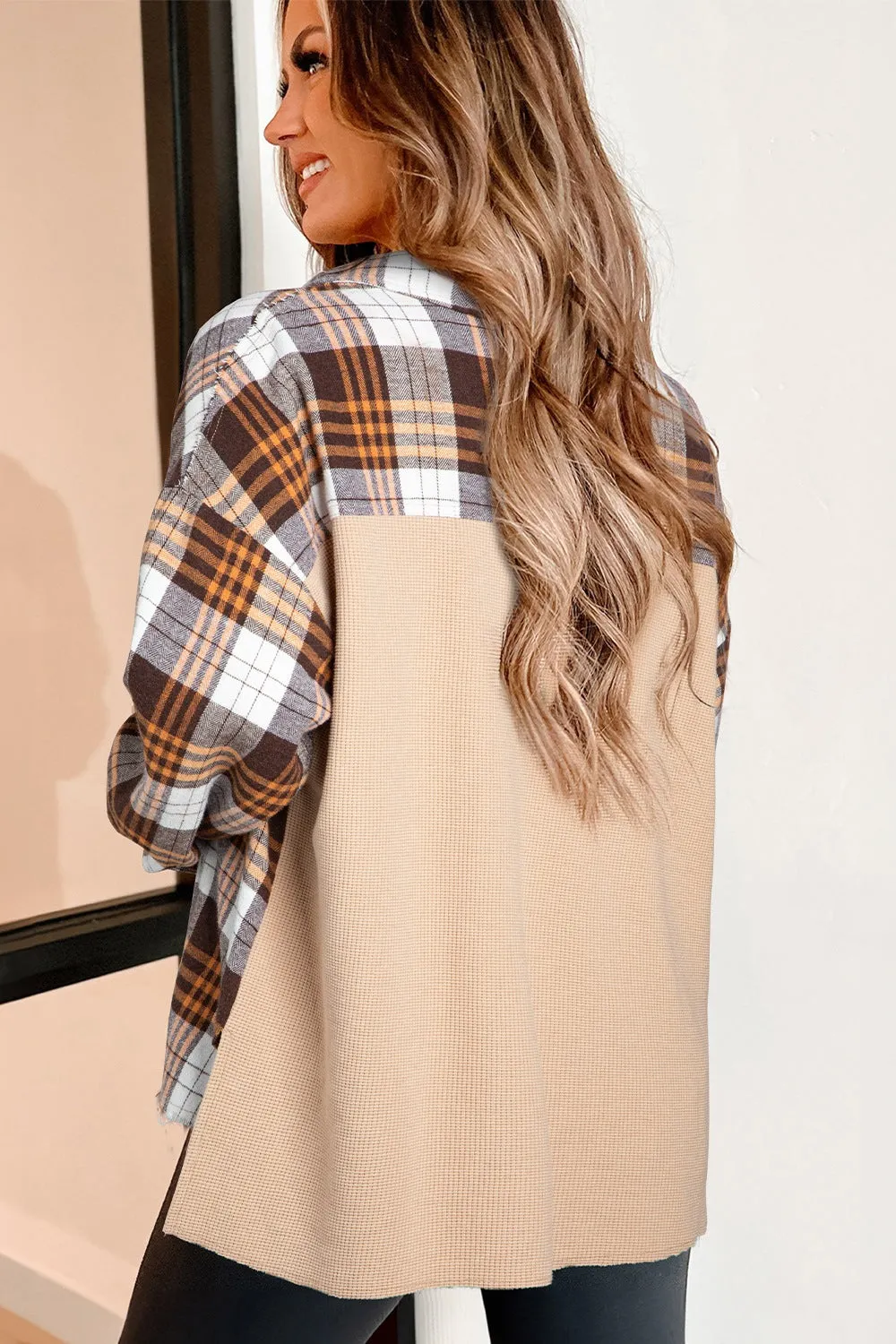 Plaid Button Up Long Sleeve Shacket sold by Charming Charlie product image thumbnail 2
