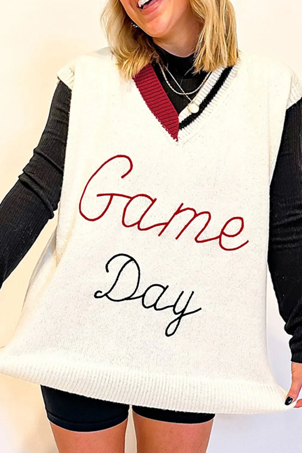 GAME DAY V-Neck Sweater Vest sold by Charming Charlie product image thumbnail 3