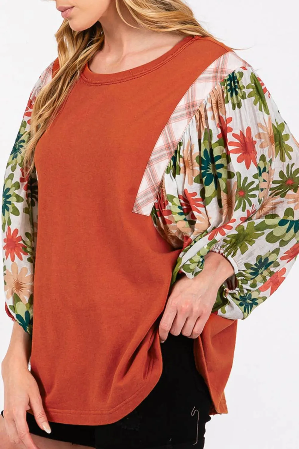 Printed Round Neck Balloon Sleeve Blouse sold by Charming Charlie product image thumbnail 3