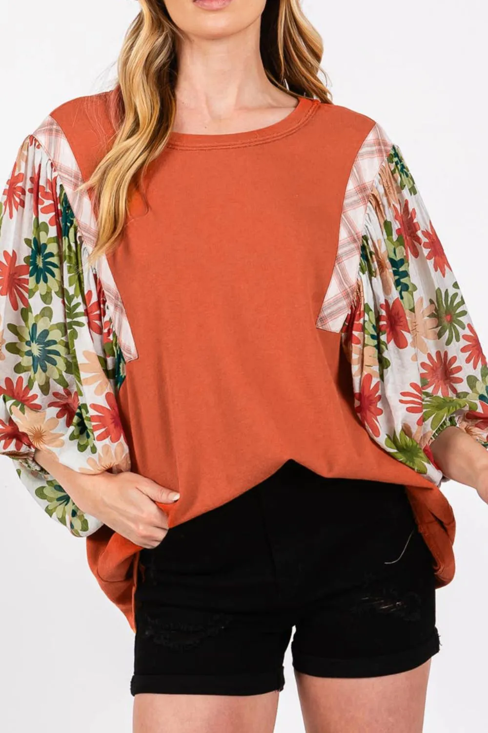 Printed Round Neck Balloon Sleeve Blouse sold by Charming Charlie product image thumbnail 4