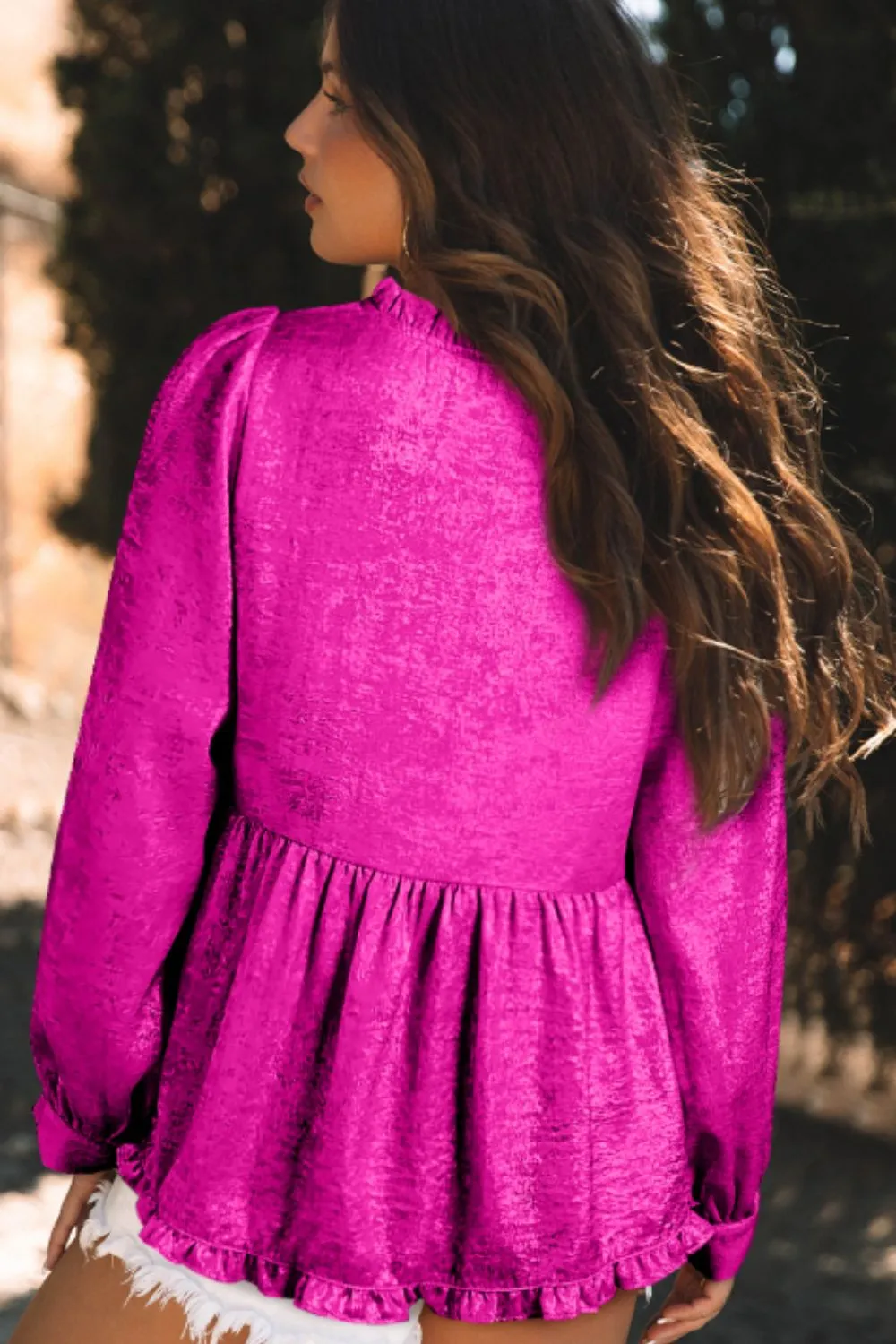 Frill V-Neck Long Sleeve Blouse sold by Charming Charlie product image thumbnail 3