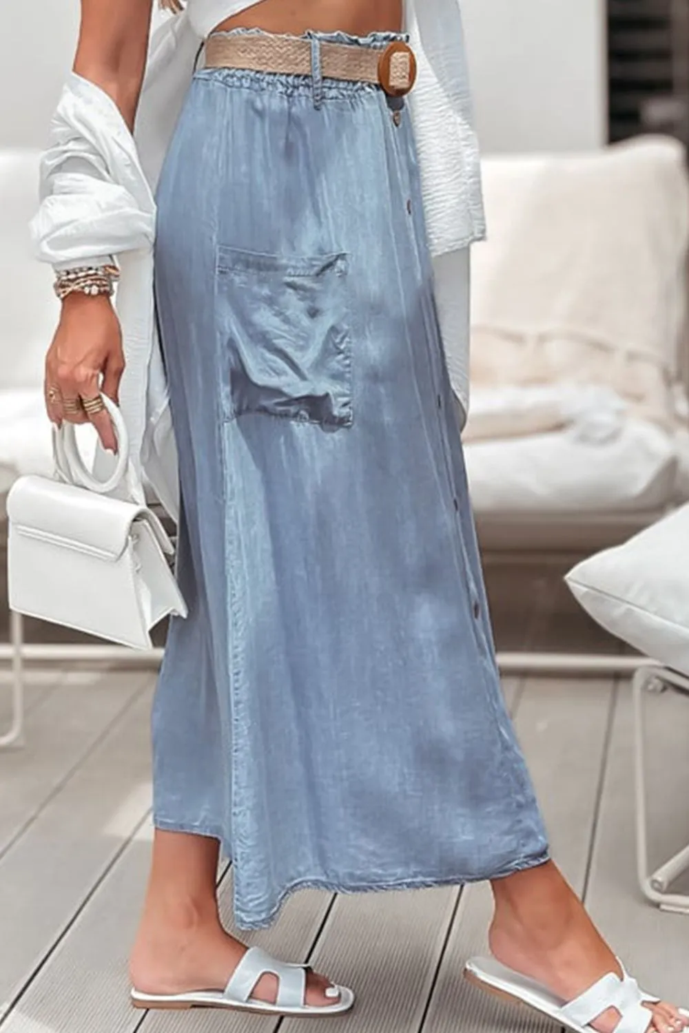 Frill Midi Skirt with Pockets sold by Charming Charlie product image thumbnail 2