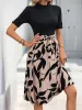 Perfee Tied Printed Mock Neck Short Sleeve Dress sold by Charming Charlie