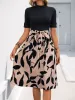 Perfee Tied Printed Mock Neck Short Sleeve Dress sold by Charming Charlie